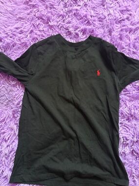 Ralph Lauren Black Tee with Small Red Polo Player